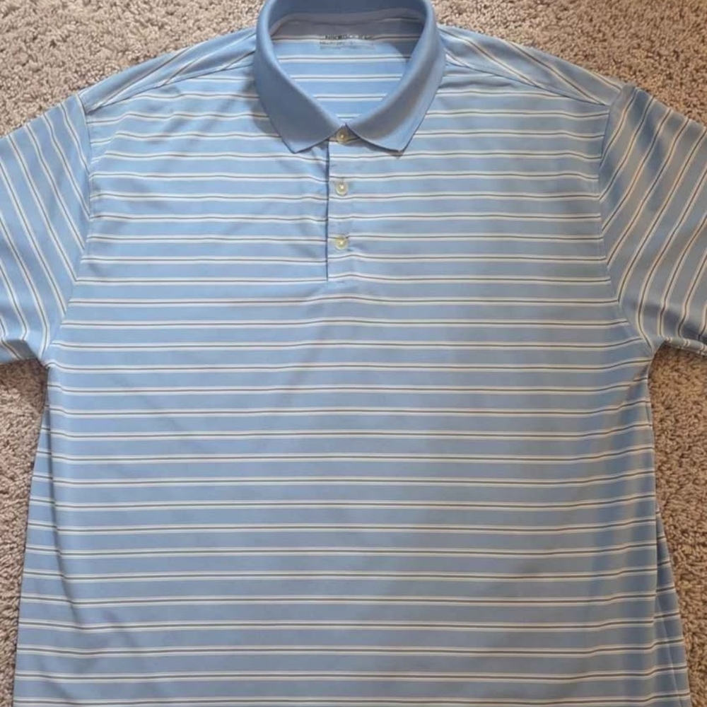 Nike Golf Men's Light Blue Striped Polo Shirt - Picture 1 of 4